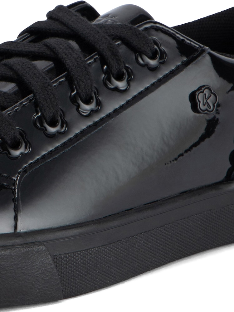 Kickers Junior Tovni Lo Bloom Patent Leather Black Shoes - Image 3 of 10