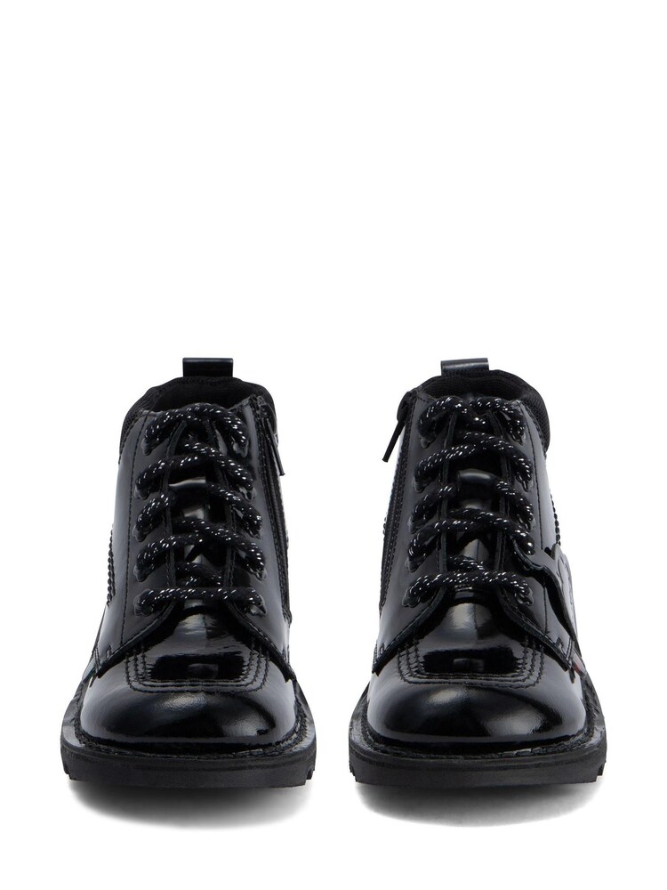 Kickers Junior Kick Hi Bloom Patent Leather Black Boots - Image 3 of 5