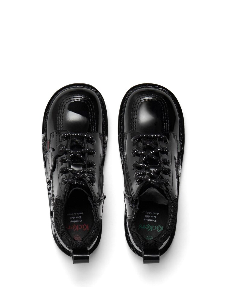 Kickers Junior Kick Hi Bloom Patent Leather Black Boots - Image 4 of 5