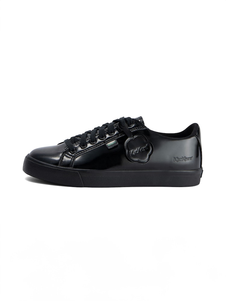 Kickers Black Womens Vegan Tovni Patent Lacer Trainers - Image 2 of 8