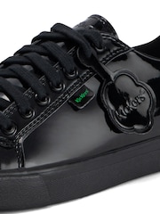 Kickers Black Womens Vegan Tovni Patent Lacer Trainers - Image 8 of 8