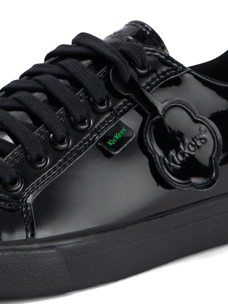 Kickers Black Womens Vegan Tovni Patent Lacer Trainers - Image 8 of 8