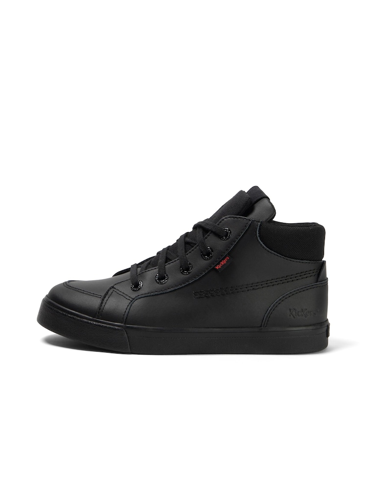 Kickers Black Youth Tovni Hi Double Tongue Leather Trainers - Image 2 of 7