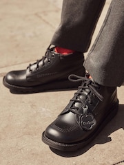 Kickers Black Youth Padded Mesh Leather Shoes - Image 1 of 6