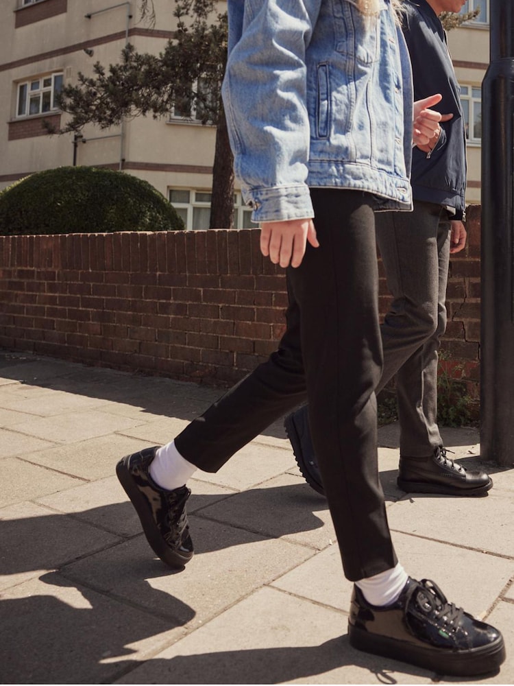 Kickers Black Youth Padded Mesh Leather Shoes - Image 2 of 6