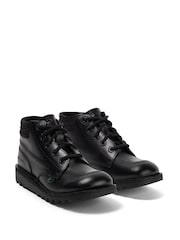 Kickers Black Youth Padded Mesh Leather Shoes - Image 4 of 6