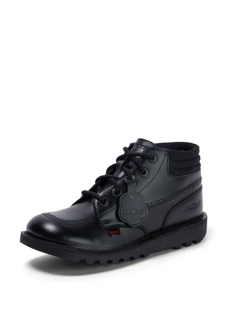 Kickers Black Youth Padded Mesh Leather Shoes - Image 6 of 6