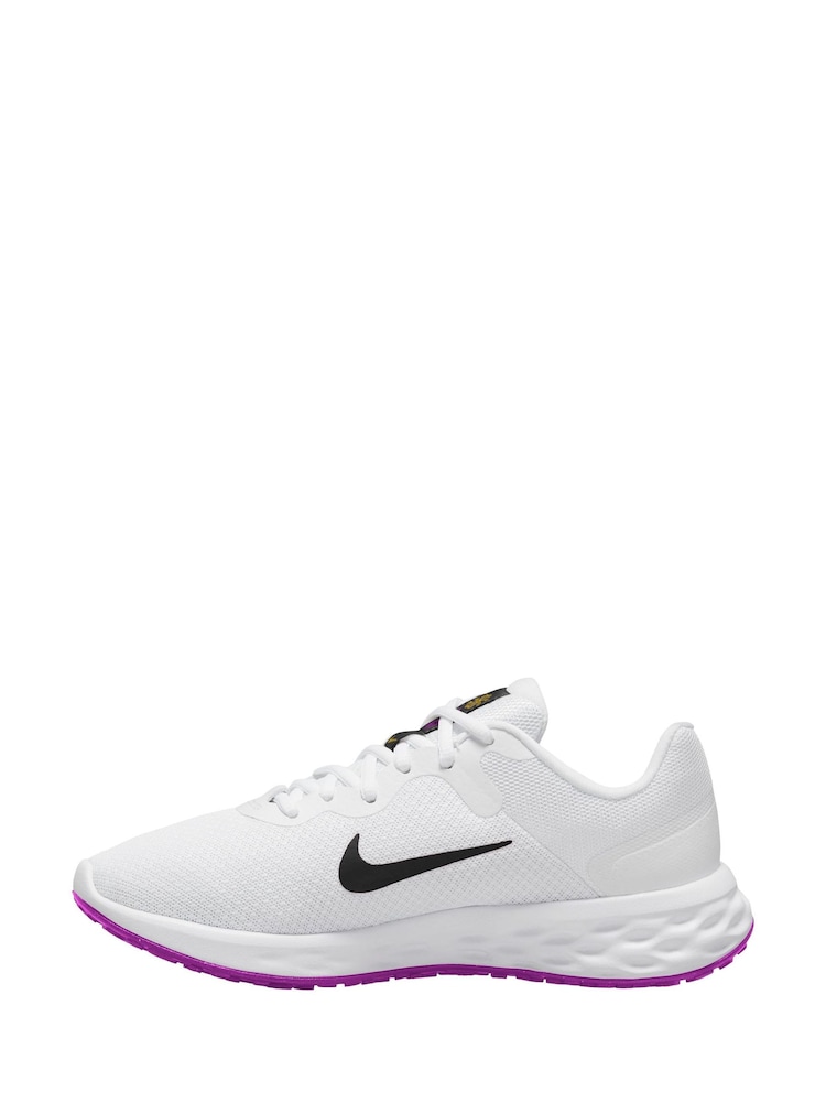 Nike White/Black Revolution 6 Running Trainers - Image 4 of 6