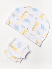 Bonjour Bebe Baby Animal Print 100% Cotton White Gift Set 6 Piece - Image 4 of 5