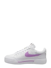 Nike White/Purple Court Legacy Lift Platform Trainers - Image 2 of 4