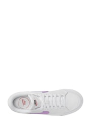 Nike White/Purple Court Legacy Lift Platform Trainers - Image 3 of 4