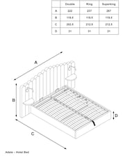 Soft Texture Light Natural Adele Upholstered Hotel Bed Frame with Ottoman Storage, Bedside Tables and Lights - Image 4 of 8