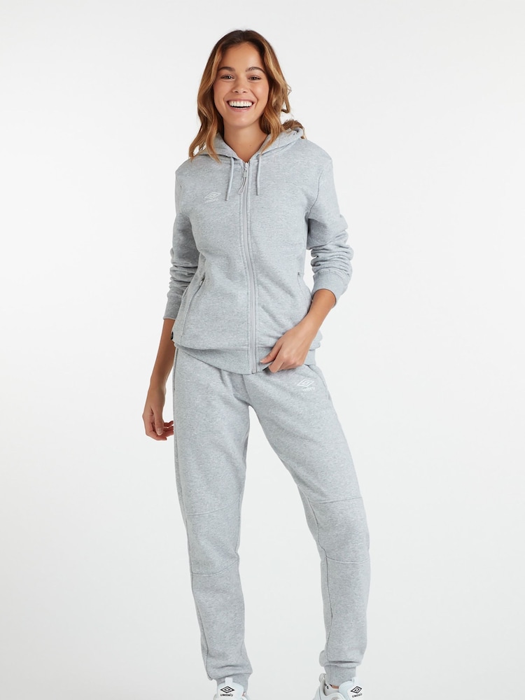 Umbro Light Grey Club Leisure Zip Through Hoodie - Image 2 of 5 Umbro Light Grey Club Leisure Zip Through Hoodie - Image 2 of 5