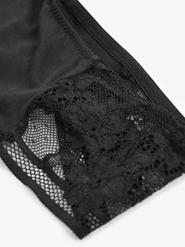Black Thong Modal & Lace Knickers 3 Pack - Image 5 of 5