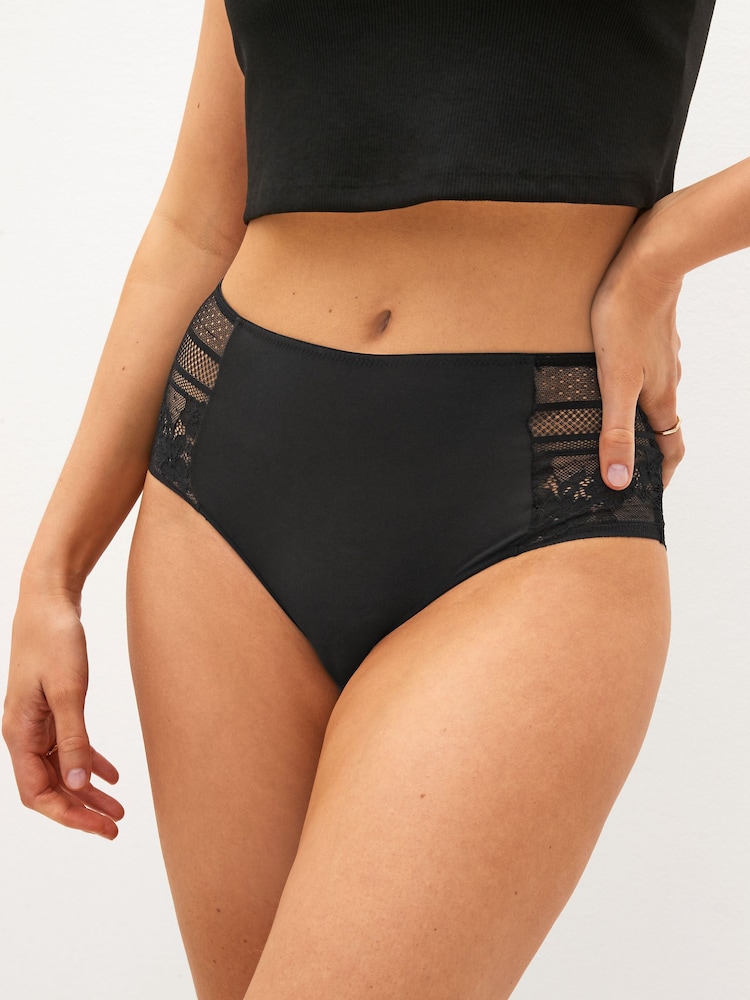 Czarny - Modal & Lace Knickers 3 Pack - Image 1 of 2