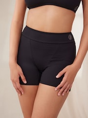 self. Black self. Ribbed Boyfriend Shorts - Image 1 of 8