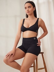 self. Black self. Ribbed Boyfriend Shorts - Image 2 of 8