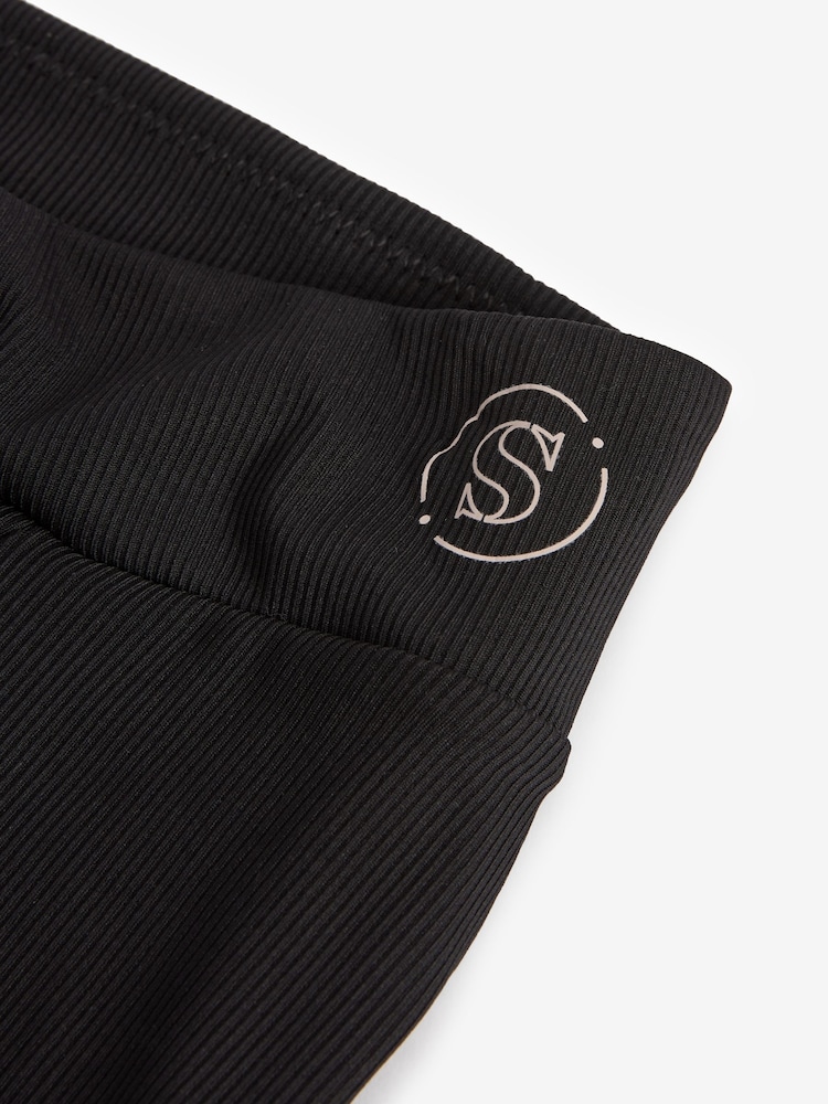 self. Black self. Ribbed Boyfriend Shorts - Image 8 of 8