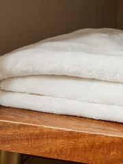 Ivory Natural Plush Fleece Throw - Image 2 of 4