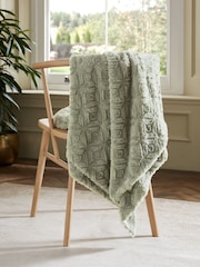 Sage Green Ruby Geometric Faux Fur Throw - Image 1 of 5