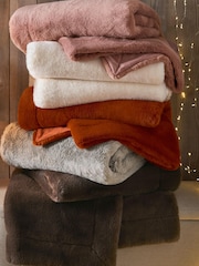 Chocolate Brown Soft To Touch Faux Fur Throw - Image 2 of 3