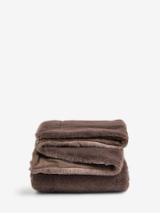 Chocolate Brown Soft To Touch Faux Fur Throw - Image 3 of 3