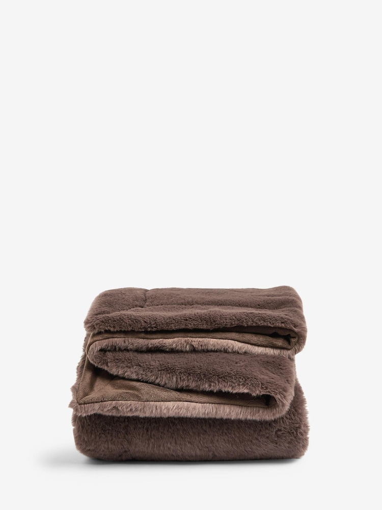 Chocolate Brown Soft To Touch Faux Fur Throw - Image 3 of 3