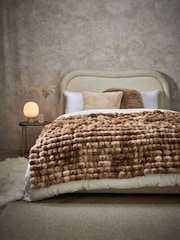Mink Brown Coco Ribbed Faux Fur Throw - Image 1 of 6