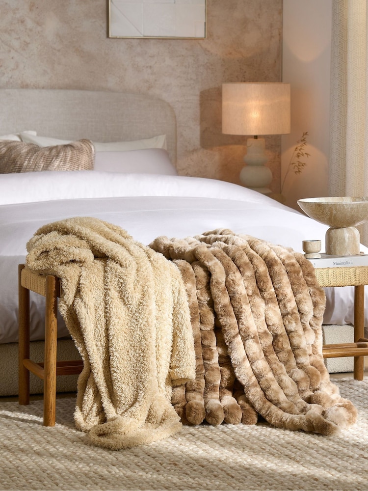 Natural Snuggle Teddy Fleece Throw - Image 2 of 5