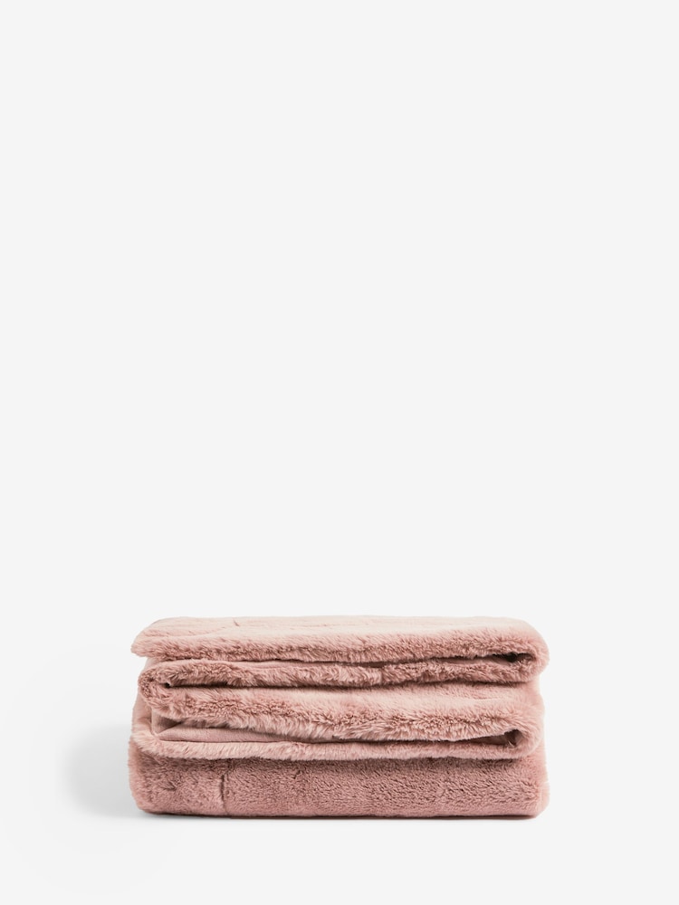 Pink Soft To Touch Plush Faux Fur Throw - Image 4 of 5