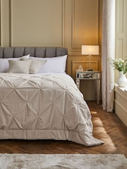 Natural Pinch Pleat Velvet Bedspread - Image 1 of 2