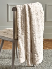 Ivory Natural Mila Cosy Textured Faux Fur Throw - Image 1 of 4