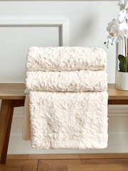 Ivory Natural Mila Cosy Textured Faux Fur Throw - Image 2 of 4