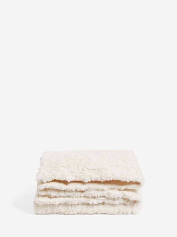 Ivory Natural Mila Cosy Textured Faux Fur Throw - Image 4 of 4