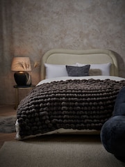 Charcoal Grey Coco Ribbed Faux Fur Throw - Image 1 of 6