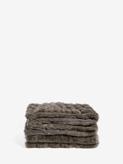 Charcoal Grey Coco Ribbed Faux Fur Throw - Image 6 of 6
