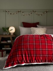 Weihnachtliche Fleece-Decke mit Karomuster - Bild 1 von 4