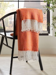 Orange Herringbone Cosy Throw - Image 1 of 5