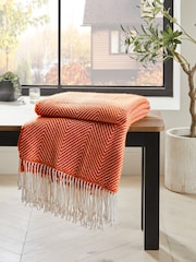 Orange Herringbone Cosy Throw - Image 2 of 5