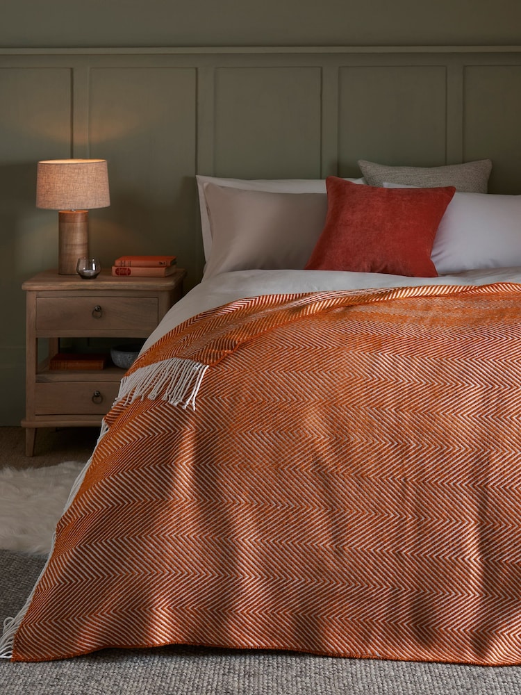 Orange Herringbone Cosy Throw - Image 3 of 5