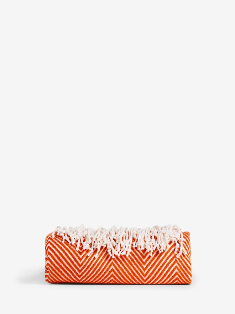Orange Herringbone Cosy Throw - Image 4 of 5