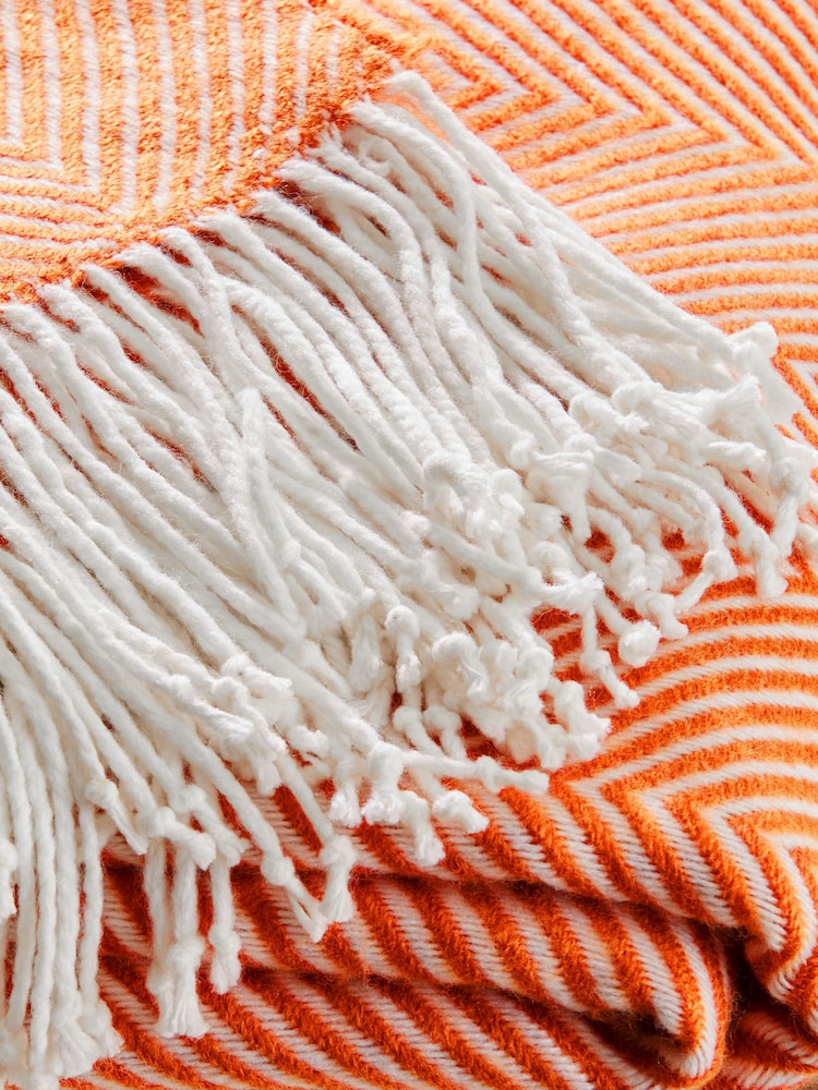 Orange Herringbone Cosy Throw - Image 5 of 5