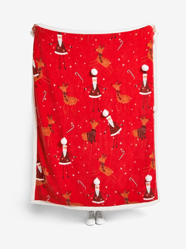 Weihnachtliche Weihnachtsmann Fleece-Tagesdecke - Bild 2 von 4