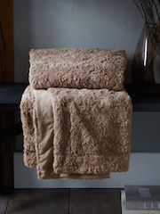 Natural Mila Cosy Textured Faux Fur Throw - Image 2 of 4
