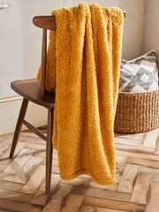 Ochre Yellow Snuggle Teddy Fleece Throw - Image 2 of 5