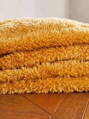 Ochre Yellow Snuggle Teddy Fleece Throw - Image 3 of 5