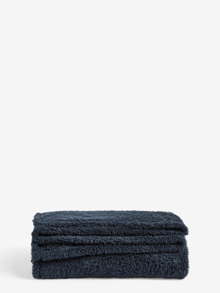 Navy Blue Snuggle Teddy Fleece Throw - Image 3 of 3