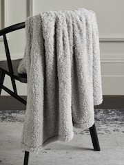 Silver Snuggle Teddy Fleece Throw - Image 1 of 5