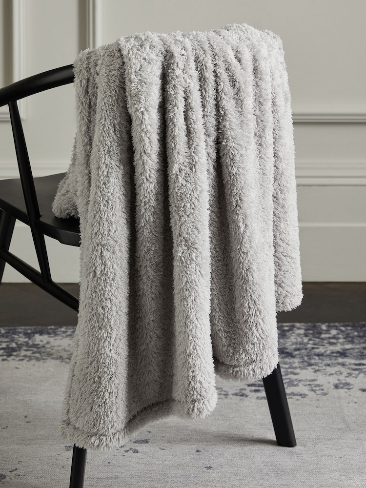 Silver Snuggle Teddy Fleece Throw - Image 1 of 5