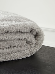 Silver Snuggle Teddy Fleece Throw - Image 2 of 5